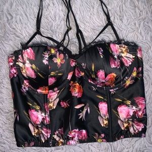 Victoria’s Secret black and floral lingerie bra